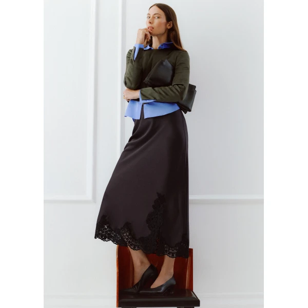 ME+EM Long Sleeve Crop Top in Bay Green, view 4 | Tops | Luxury Shoes 