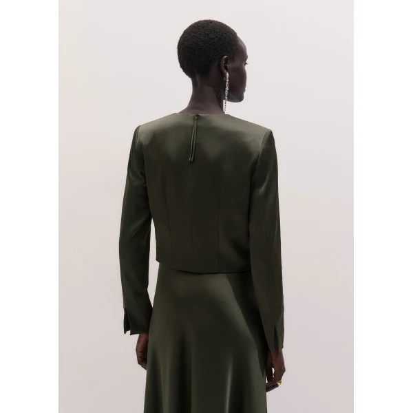 ME+EM Long Sleeve Crop Top in Bay Green, view 6 | Tops | Luxury Shoes 