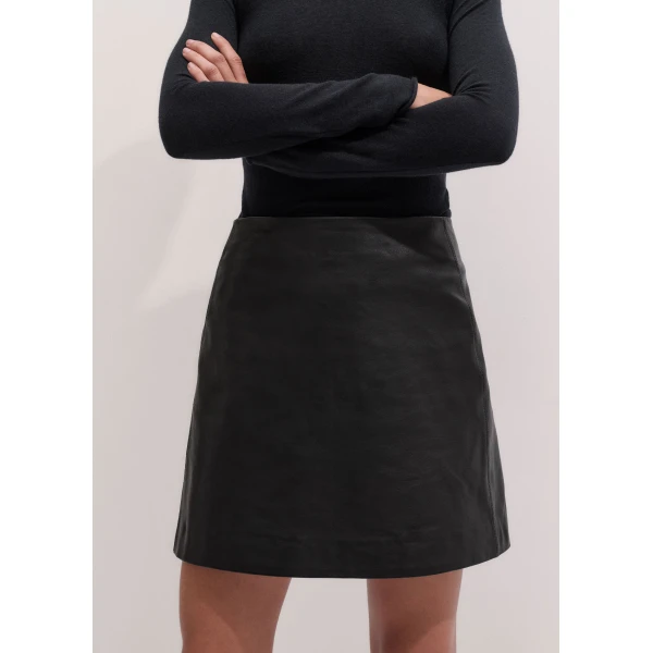ME+EM Luxe A-Line Mini Skirt in Black Brown