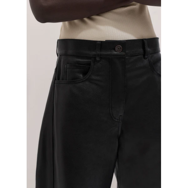 ME+EM Luxe Barrel Trouser in Black/Brown