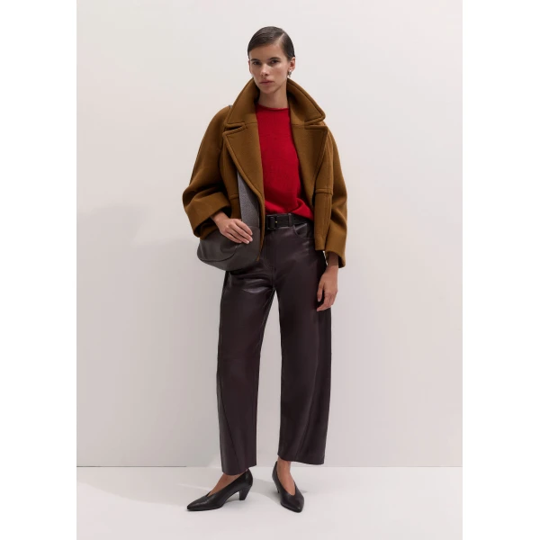 ME+EM Luxe Barrel Trouser in Merlot Red
