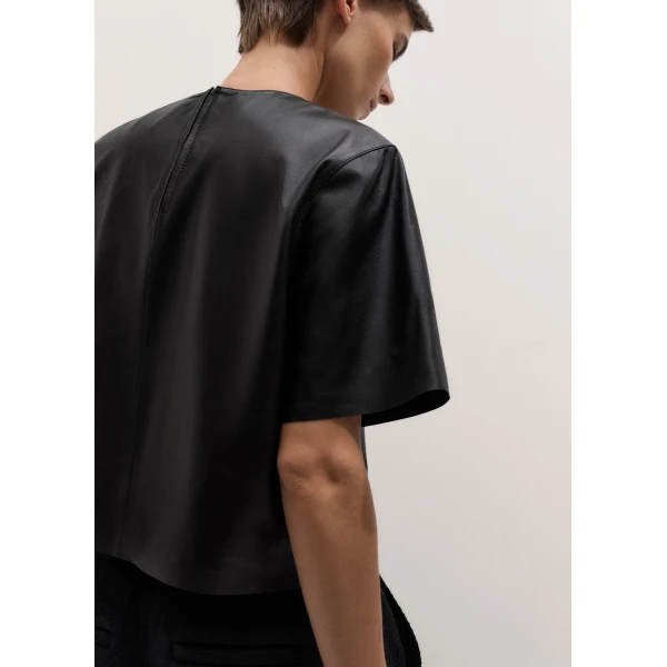 ME+EM Luxe Box Tee in Black/Brown