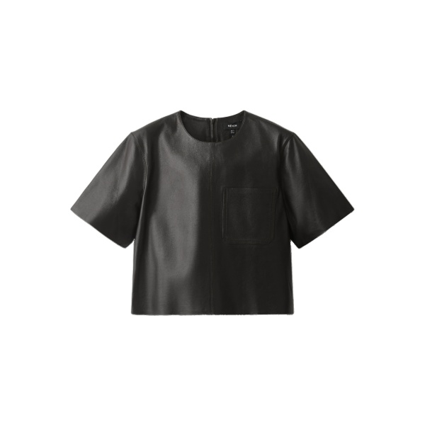 ME+EM Luxe Box Tee in Black/Brown
