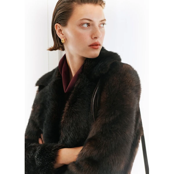 ME+EM Luxe Crop Jacket in Black Brown