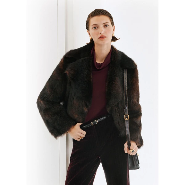 ME+EM Luxe Crop Jacket in Black Brown
