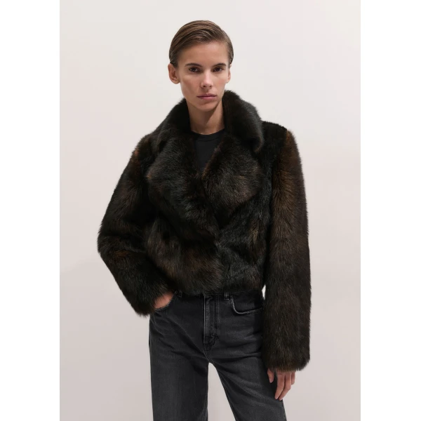ME+EM Luxe Crop Jacket in Black Brown