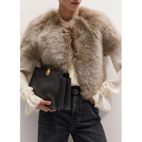 ME+EM Luxe Crop Jacket in Caramel, view 3 | Jackets | Luxury Shoes 