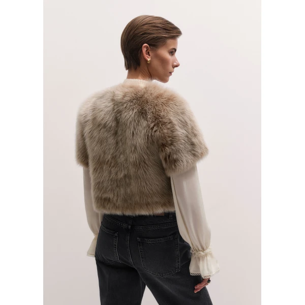 ME+EM Luxe Crop Jacket in Caramel, view 6 | Jackets | Luxury Shoes 