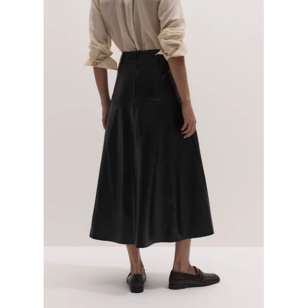 ME+EM Luxe Flare Maxi Skirt in Black Brown