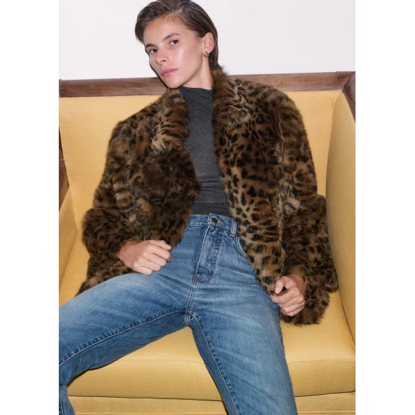 ME+EM Luxe Leopard Jacket in Pecan Brown, view 2 | Coats | Luxury Shoes 