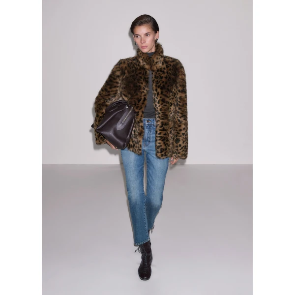 ME+EM Luxe Leopard Jacket in Pecan Brown, view 4 | Coats | Luxury Shoes 