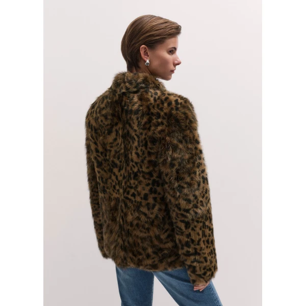 ME+EM Luxe Leopard Jacket in Pecan Brown, view 5 | Coats | Luxury Shoes 