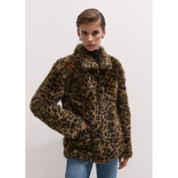 ME+EM Luxe Leopard Jacket in Pecan Brown, view 6 | Coats | Luxury Shoes 