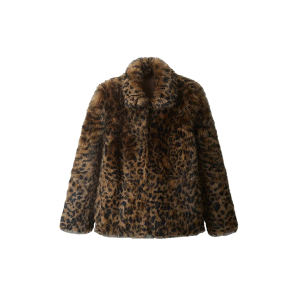 ME+EM Luxe Leopard Jacket in Pecan Brown
