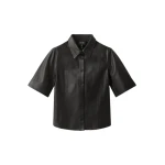 ME+EM Luxe Straight Shirt in Black Brown