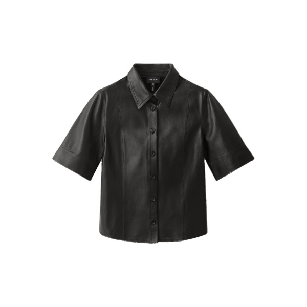 ME+EM Luxe Straight Shirt in Black Brown
