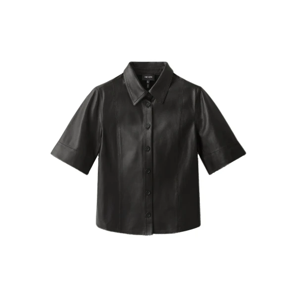 ME+EM Luxe Straight Shirt in Black Brown