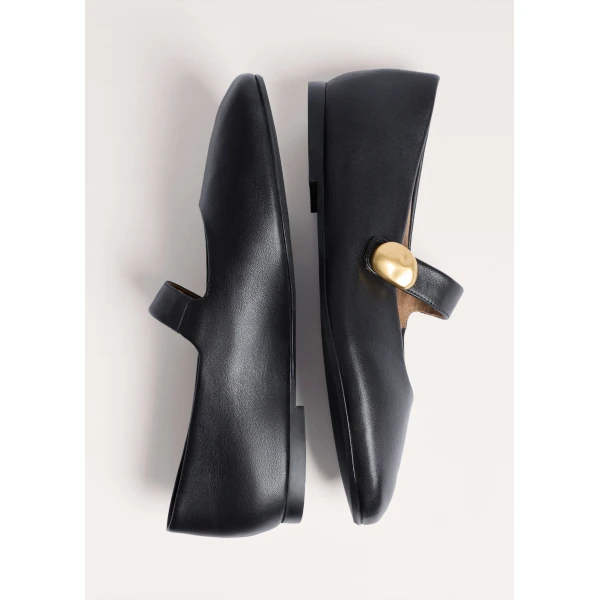 ME+EM Mary-Jane Ballet Flat in Black, view 6 | Flats | Luxury Shoes 