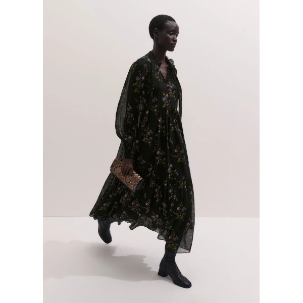 ME+EM Maxi Swing Dress in Black Multi