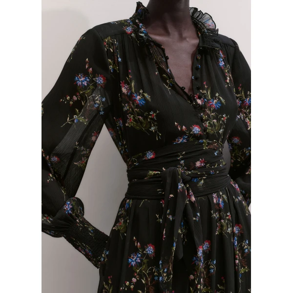 ME+EM Maxi Swing Dress in Black Multi