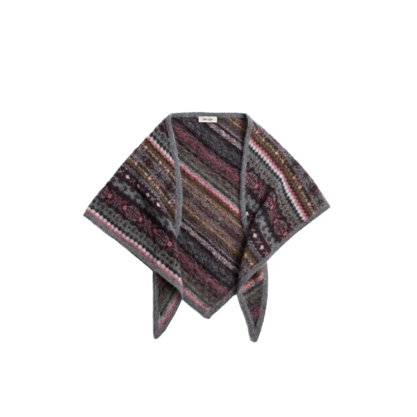 ME+EM Mini Triangle Knit Scarf in Grey Multi