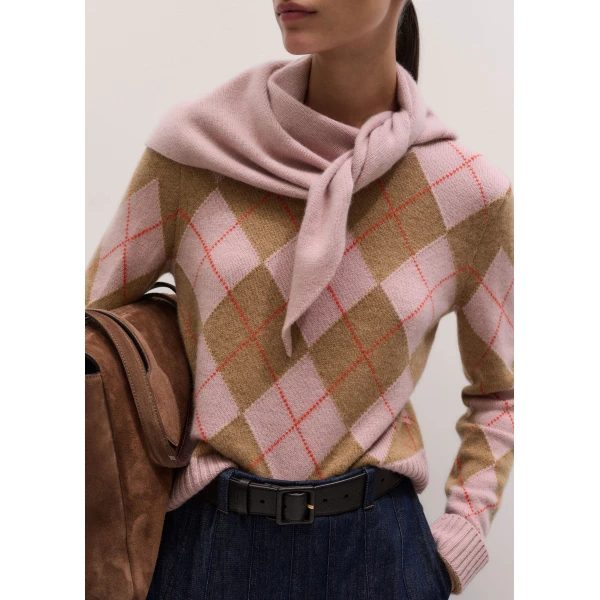 ME+EM Mini Triangle Knit Scarf in Smoke Pink