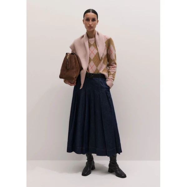 ME+EM Mini Triangle Knit Scarf in Smoke Pink