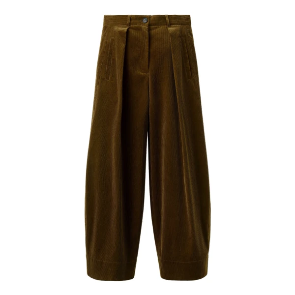 ME+EM Pleat Barrel Trouser in Bronzed Olive