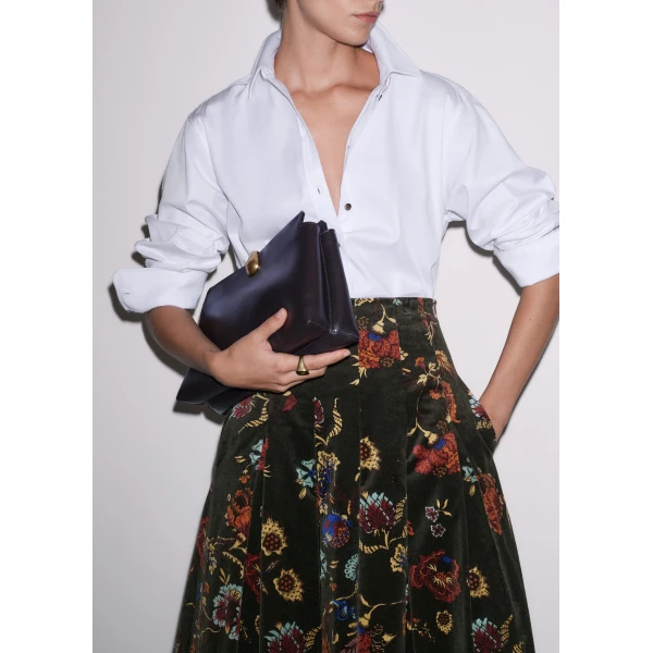 ME+EM Pleat Maxi Skirt in Green Multi, view 4 | Maxi Skirts | Luxury Shoes 