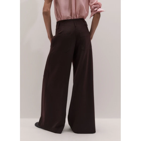 ME+EM Pleat Wide-Leg Trouser in Port Brown