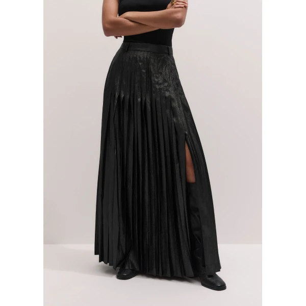 ME+EM Pleated Full-Length Skirt in Black