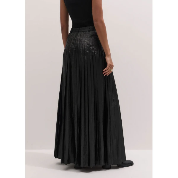 ME+EM Pleated Full-Length Skirt in Black