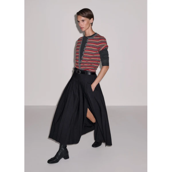 ME+EM Pleated Maxi Skirt in Charcoal