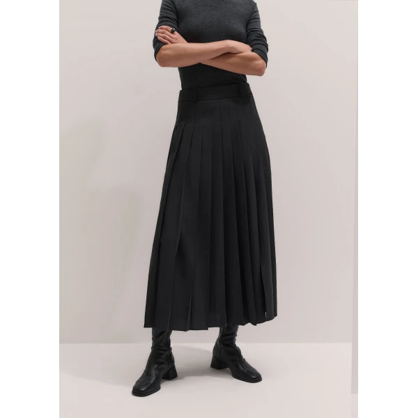 ME+EM Pleated Maxi Skirt in Charcoal