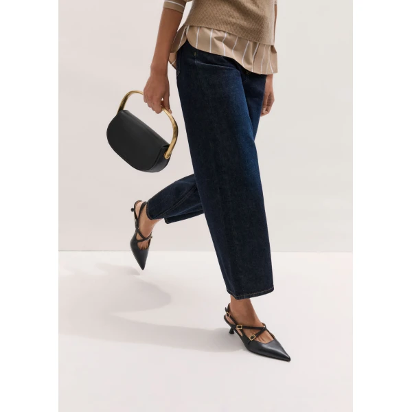 ME+EM Point Slingback Heel in Black, view 3 | Heels | Luxury Shoes 