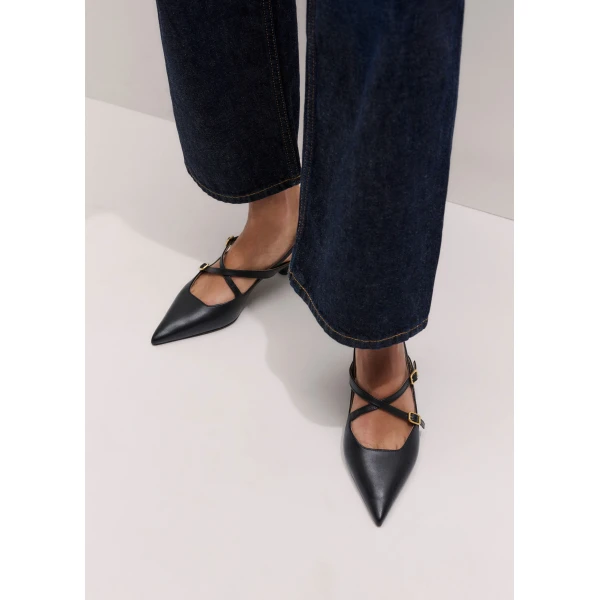 ME+EM Point Slingback Heel in Black, view 4 | Heels | Luxury Shoes 