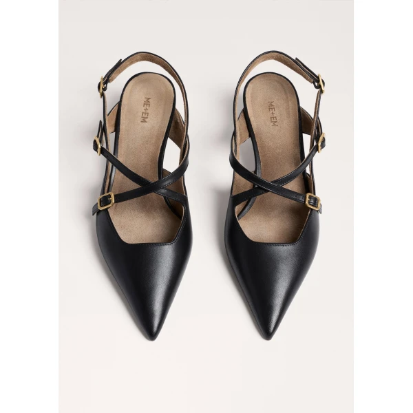 ME+EM Point Slingback Heel in Black, view 5 | Heels | Luxury Shoes 