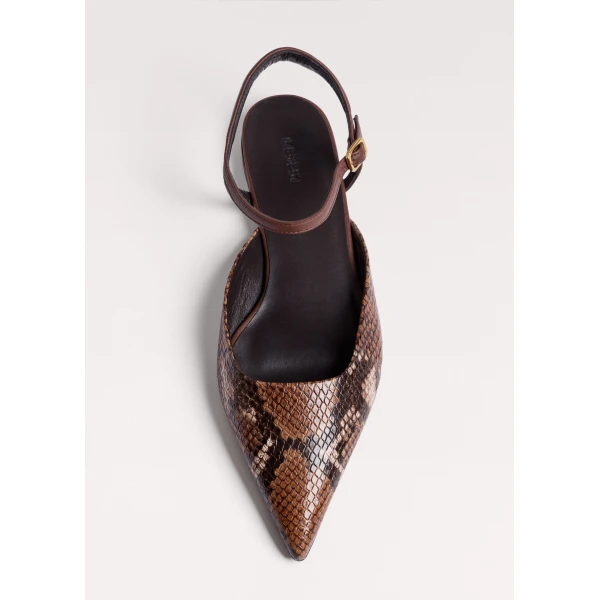 ME+EM Point Toe Flat in Tan/Chocolate, view 3 | Flats | Luxury Shoes 