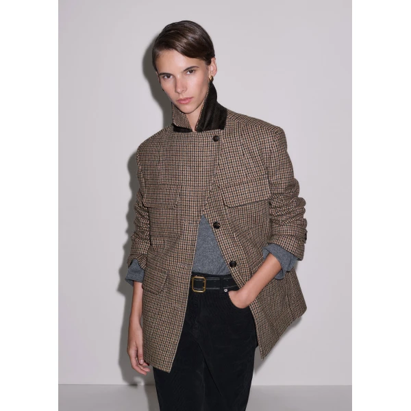 ME+EM Pub Jacket in Pecan Brown Multi