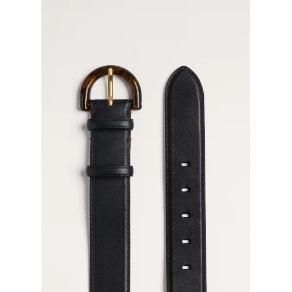 ME+EM Resin Buckle Belt in Black/Chocolate