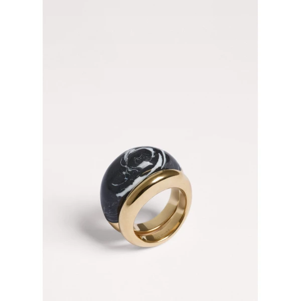 ME+EM Resin Stacking Rings in Black/Gold