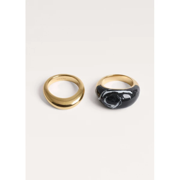ME+EM Resin Stacking Rings in Black/Gold