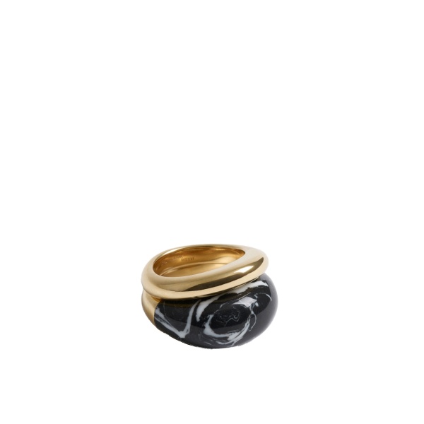 ME+EM Resin Stacking Rings in Black/Gold