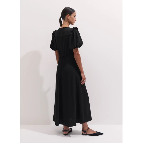 ME+EM Ruffle Sleeve Maxi Dress in Black