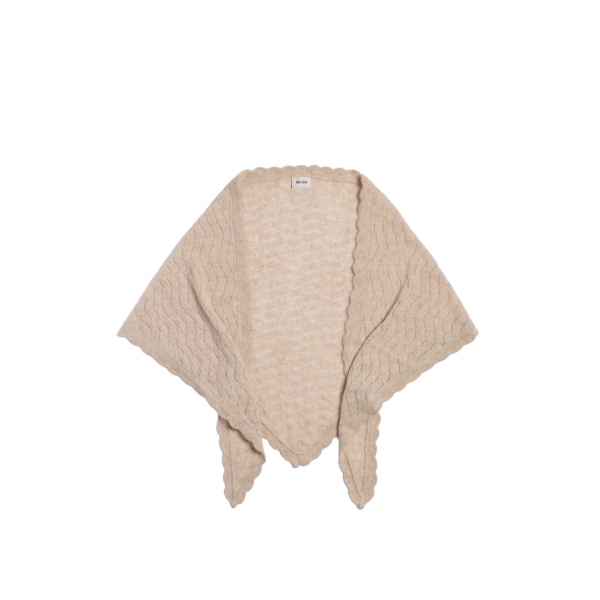 ME+EM Scallop Triangle Scarf in Latte Mélange