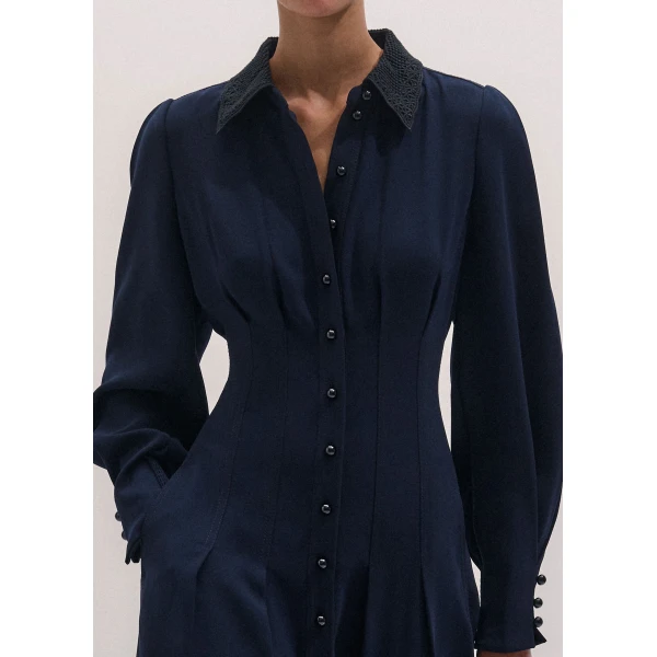 ME+EM Sculpt Waist Maxi Dress in Navy, view 3 | Maxi Dresses | Luxury Shoes 