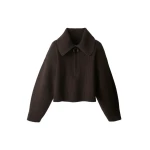 ME+EM Sculptural Zip Jumper in Dark Chocolate | Sweaters | Luxury Shoes 