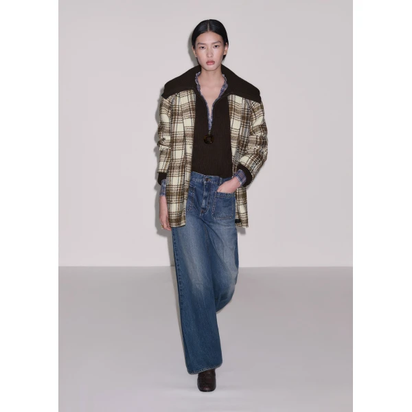 ME+EM Sculptural Zip Jumper in Dark Chocolate, view 4 | Sweaters | Luxury Shoes 
