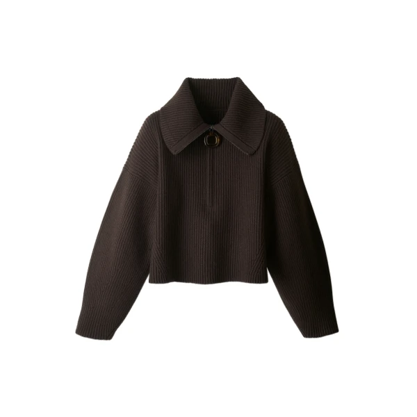 ME+EM Sculptural Zip Jumper in Dark Chocolate