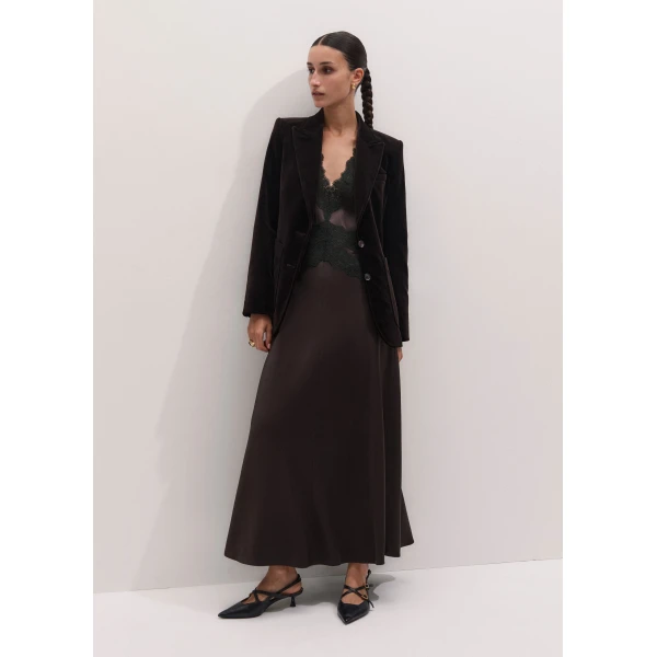 ME+EM Sharp Shoulder Blazer in Dark Chocolate Brown, view 4 | Blazers | Luxury Shoes 